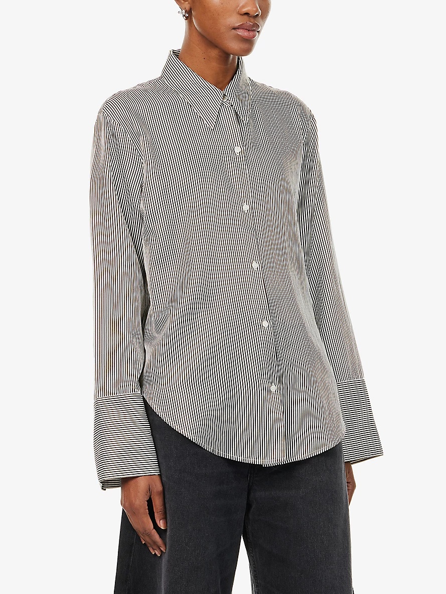 Camilia striped-print long-sleeves cotton and silk-blend shirt - 3