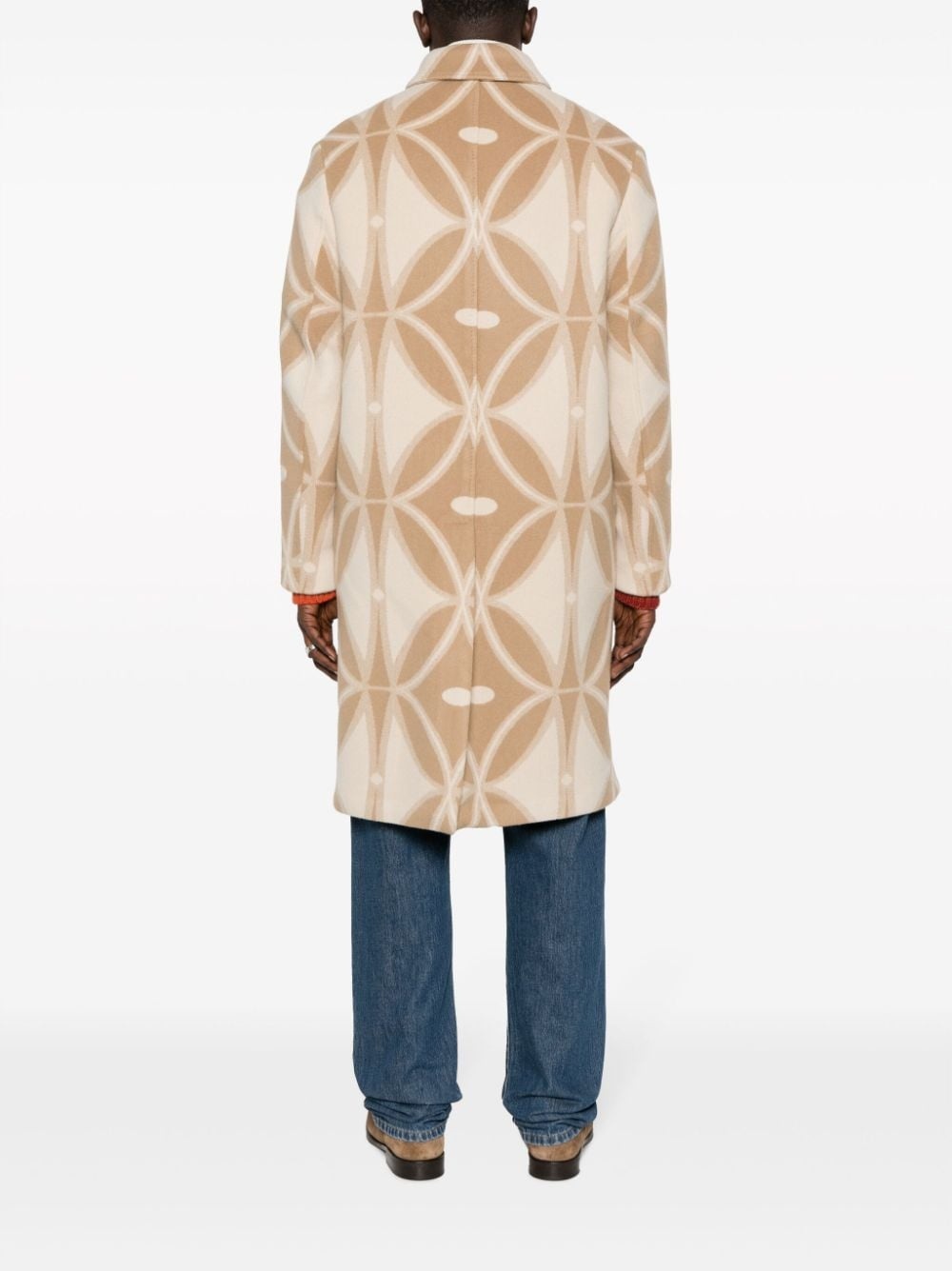 geometric-pattern wool coat - 4