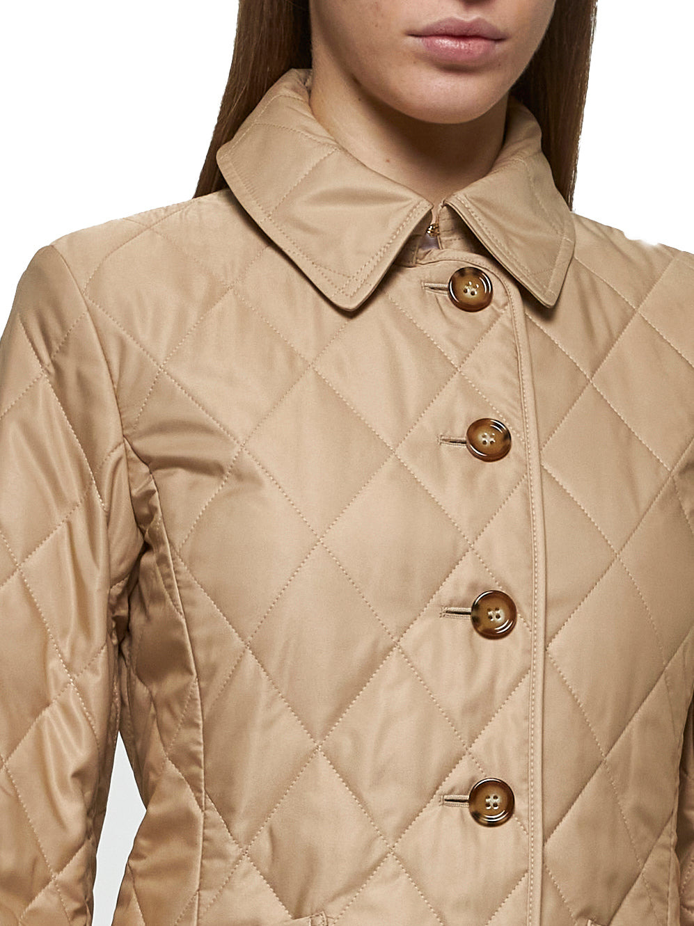 Beige nylon quilted jacket - 4