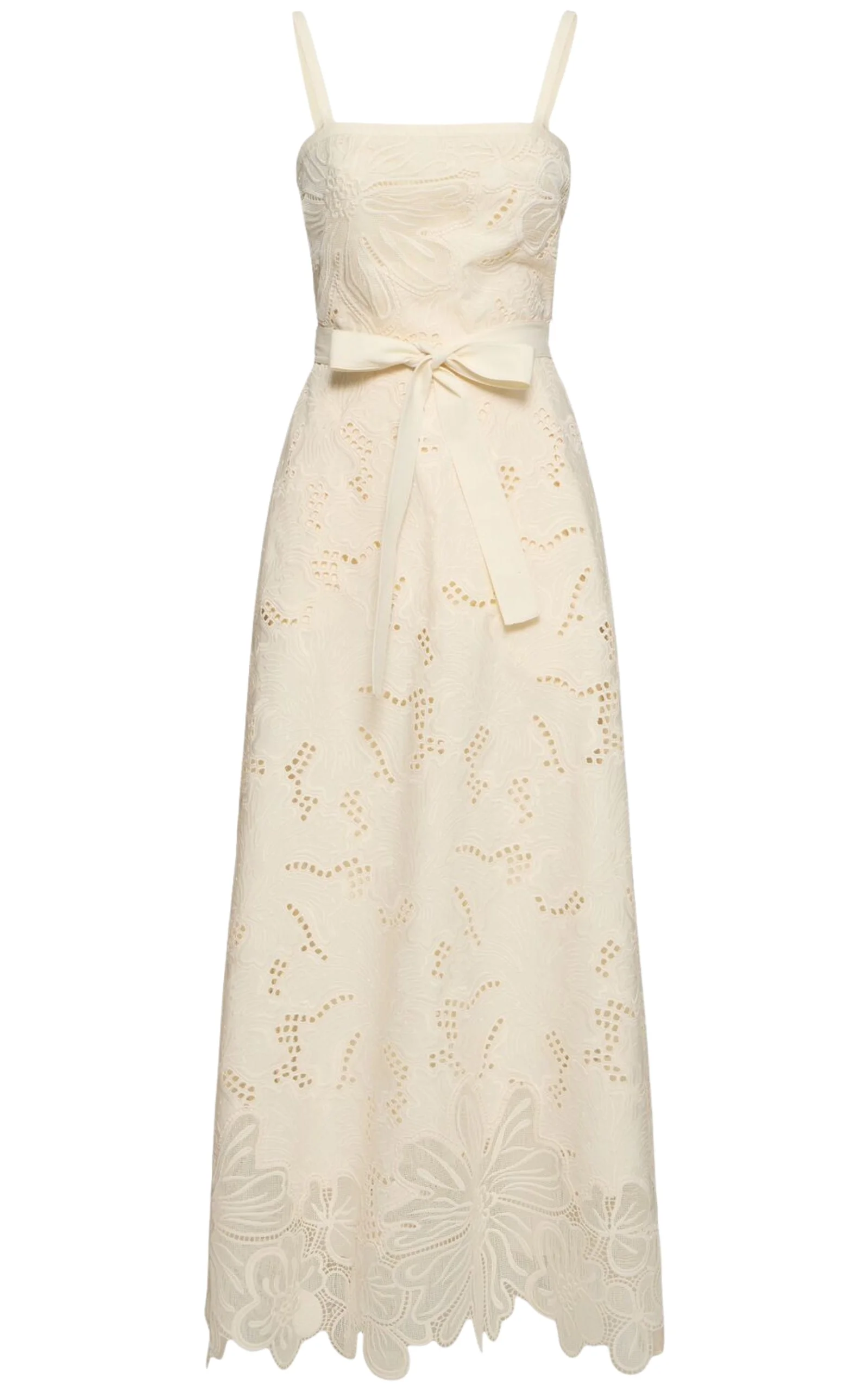 Eyelet Embroidered Cotton-Blend Midi Dress - 1