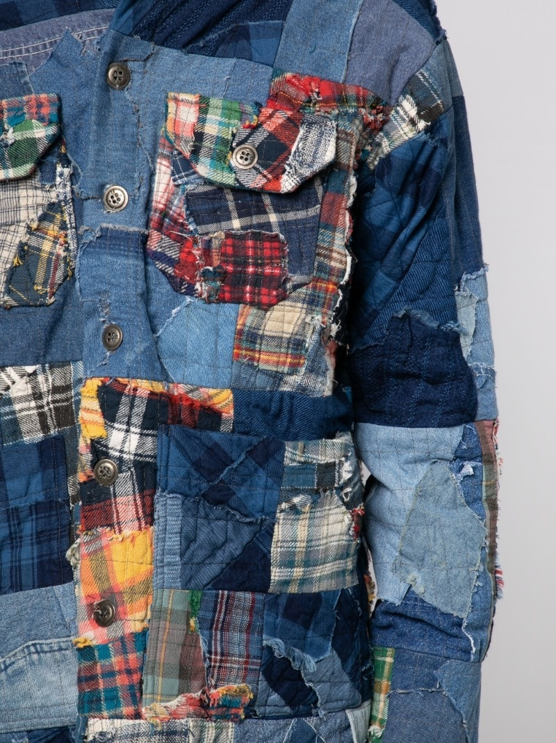 patchwork-design denim shirt 5