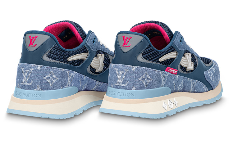 LOUIS VUITTON Run Away Sneakers 'Blue Monogram with Pink' 1ABFCG - 3