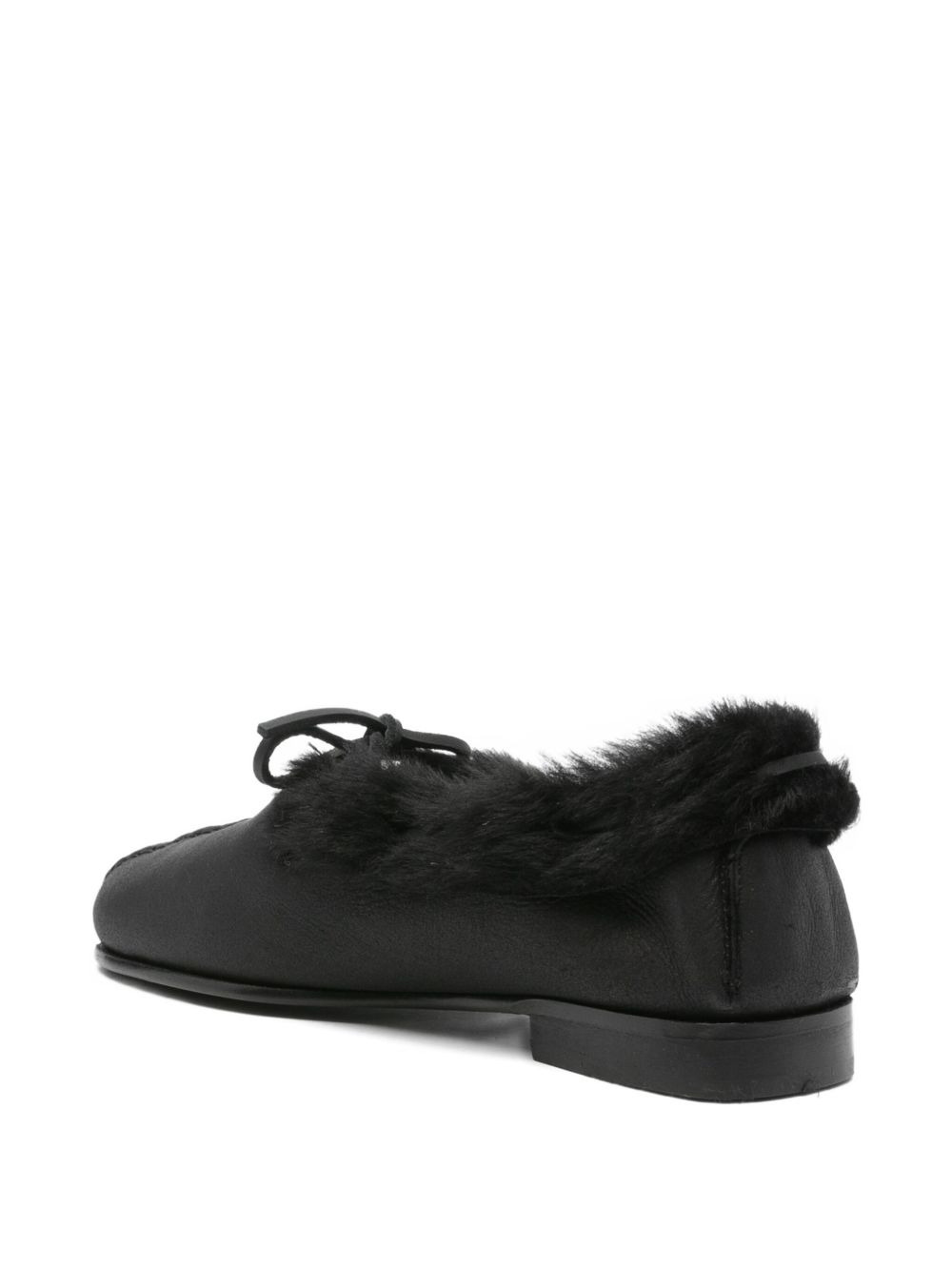 fur-trimmed leather loafers - 3