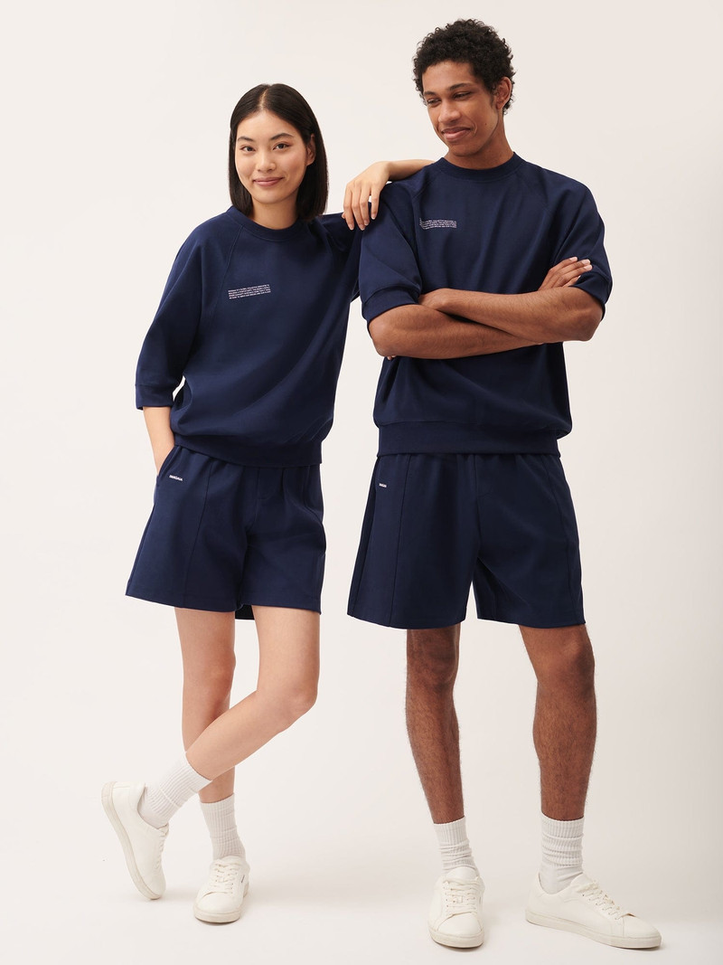 PANGAIA Womens DNA Double Jersey Panelled Shorts - Navy outlook