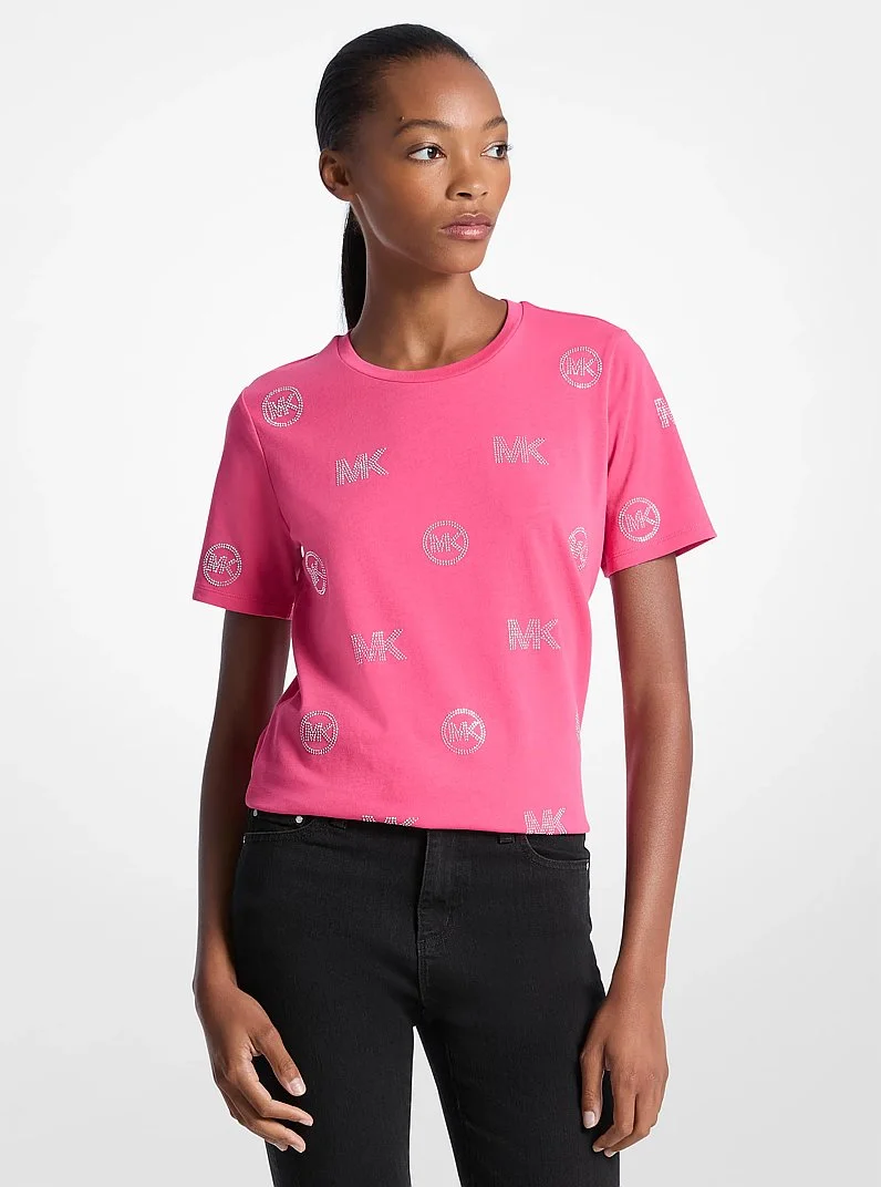 Embellished Logo Cotton T-Shirt - 1