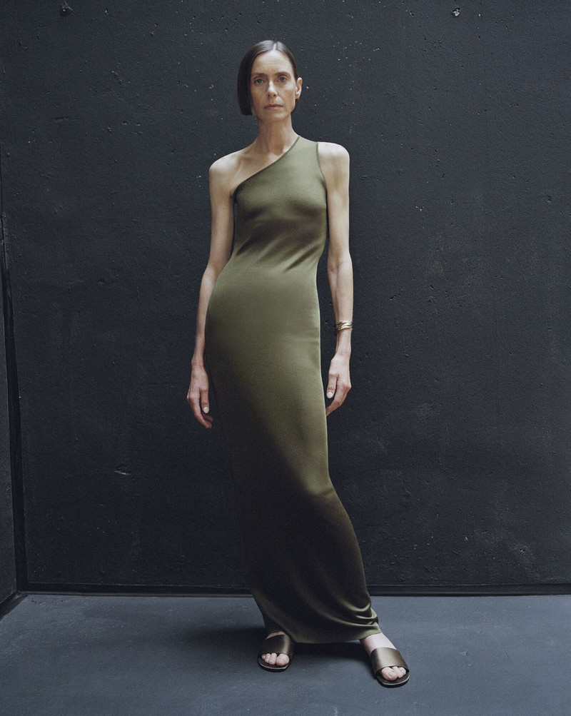 SAINT LAURENT one-shoulder dress in silk outlook