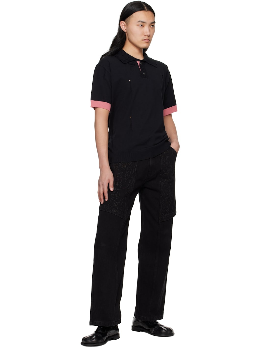 Black Damaged Polo - 4