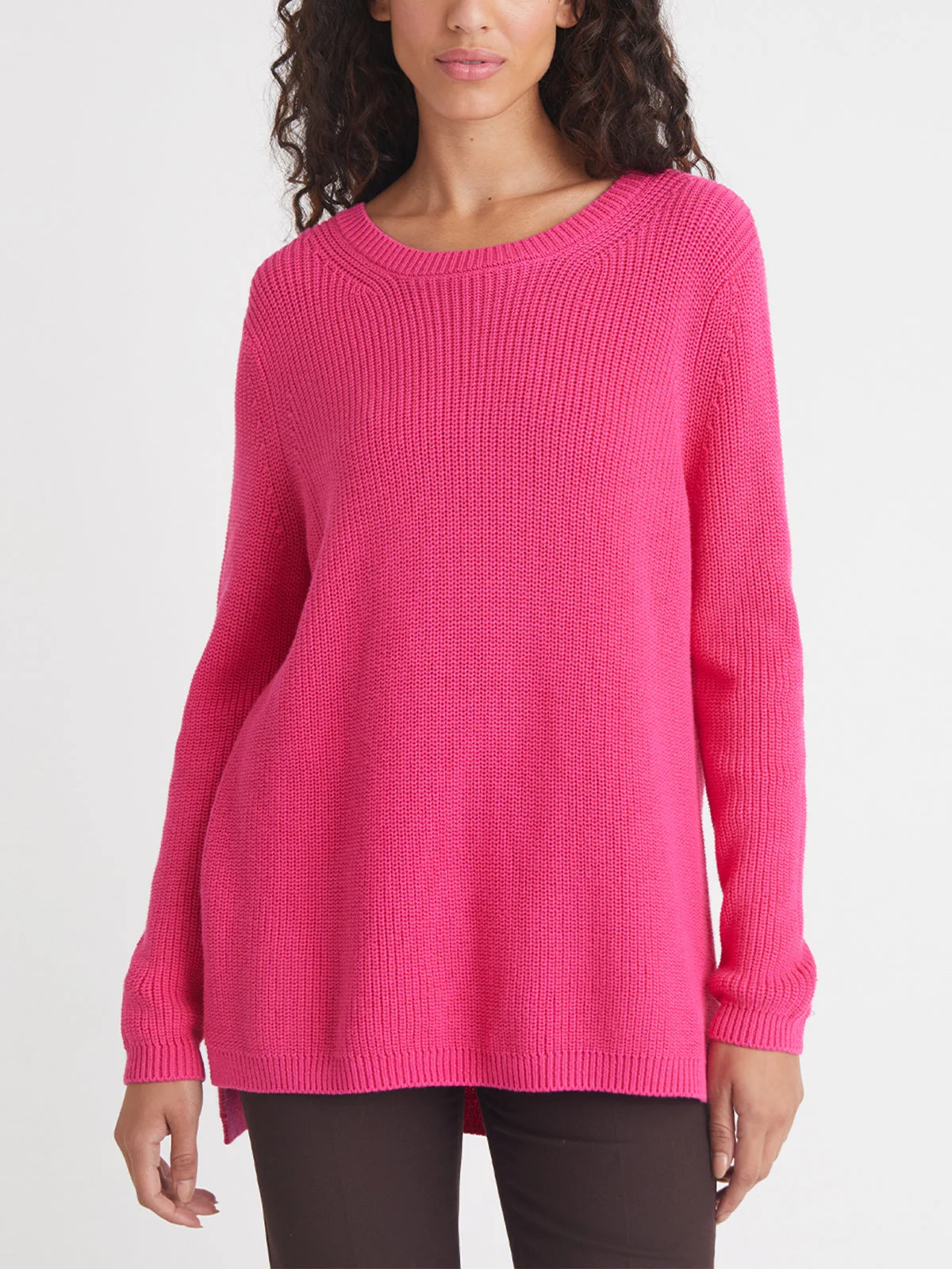 Emma: Crewneck Shaker Stitch Cotton Sweater - 1