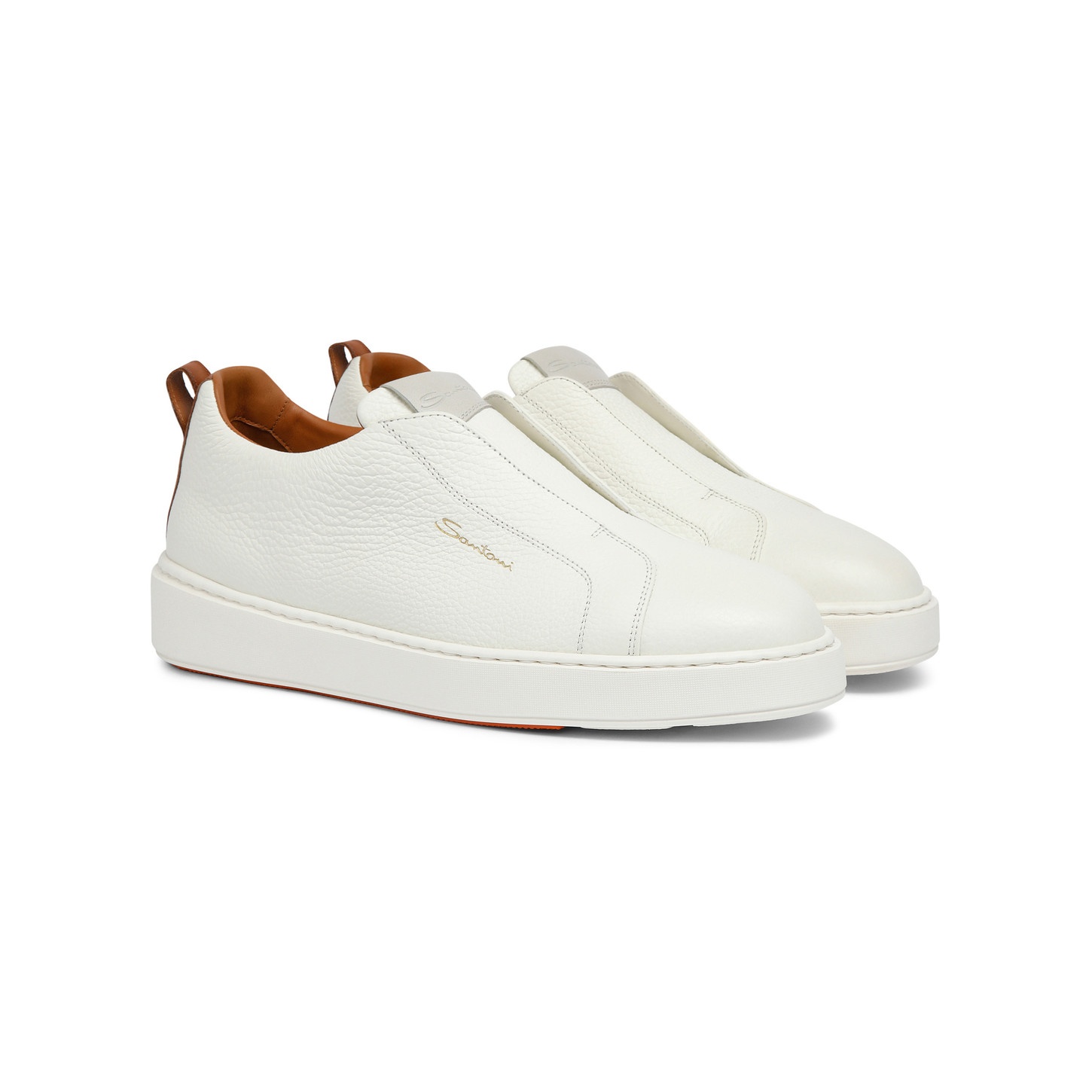 Women's white tumbled leather slip-on sneaker - 3