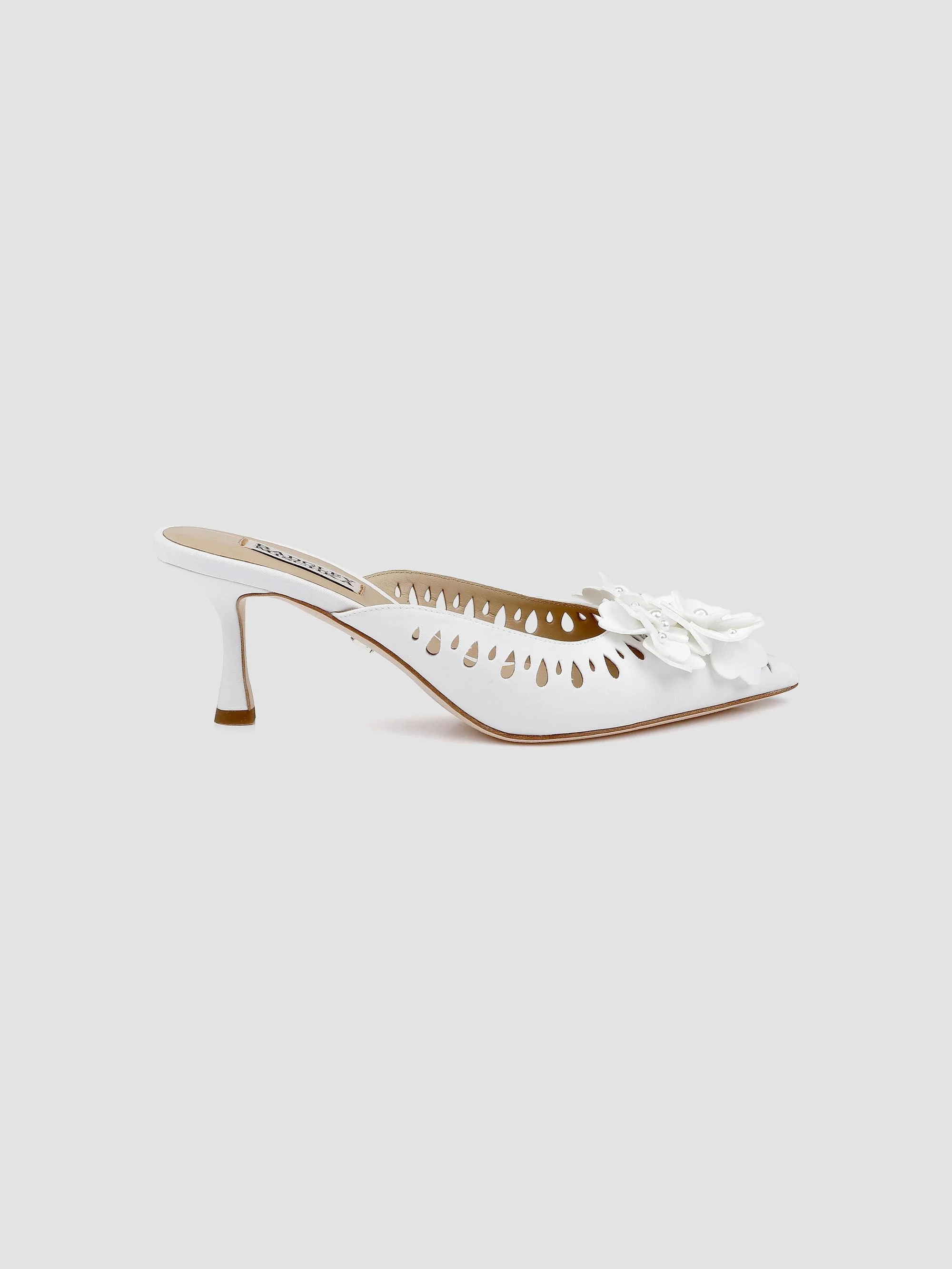 Women's Oriana 65MM Laser Cut Mules - White - 1