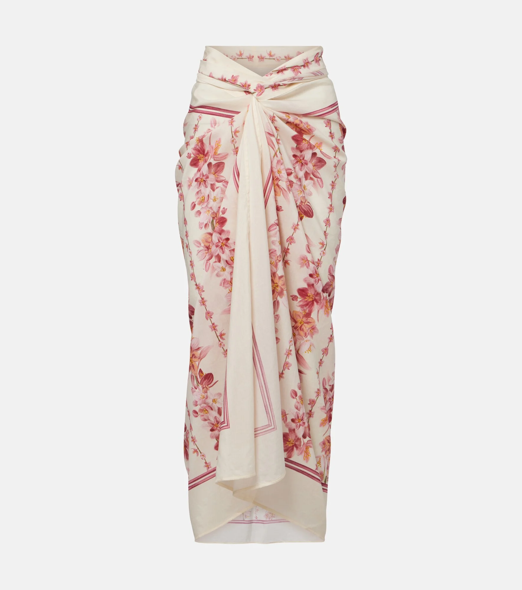 Lavanda floral cotton and silk beach cover-up - 1