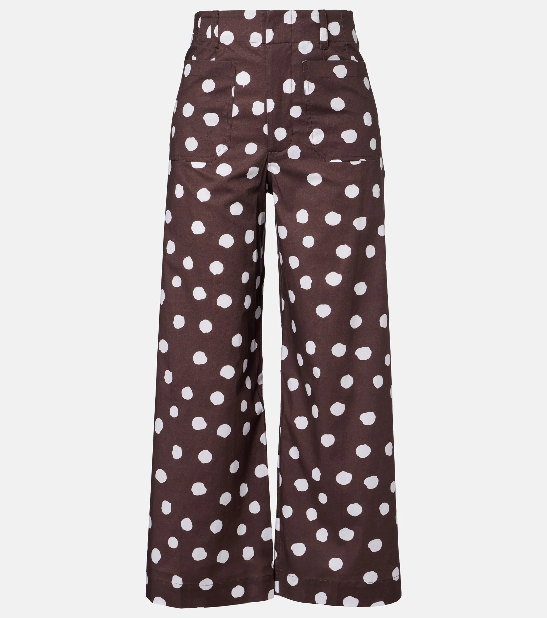 Polka-dot cotton-blend wide-leg pants - 1
