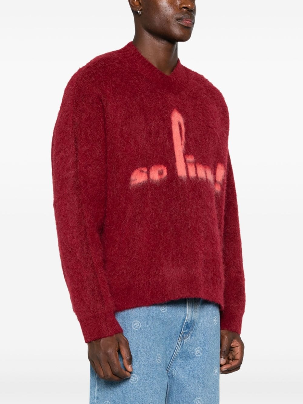brushed V-neck sweater - 4