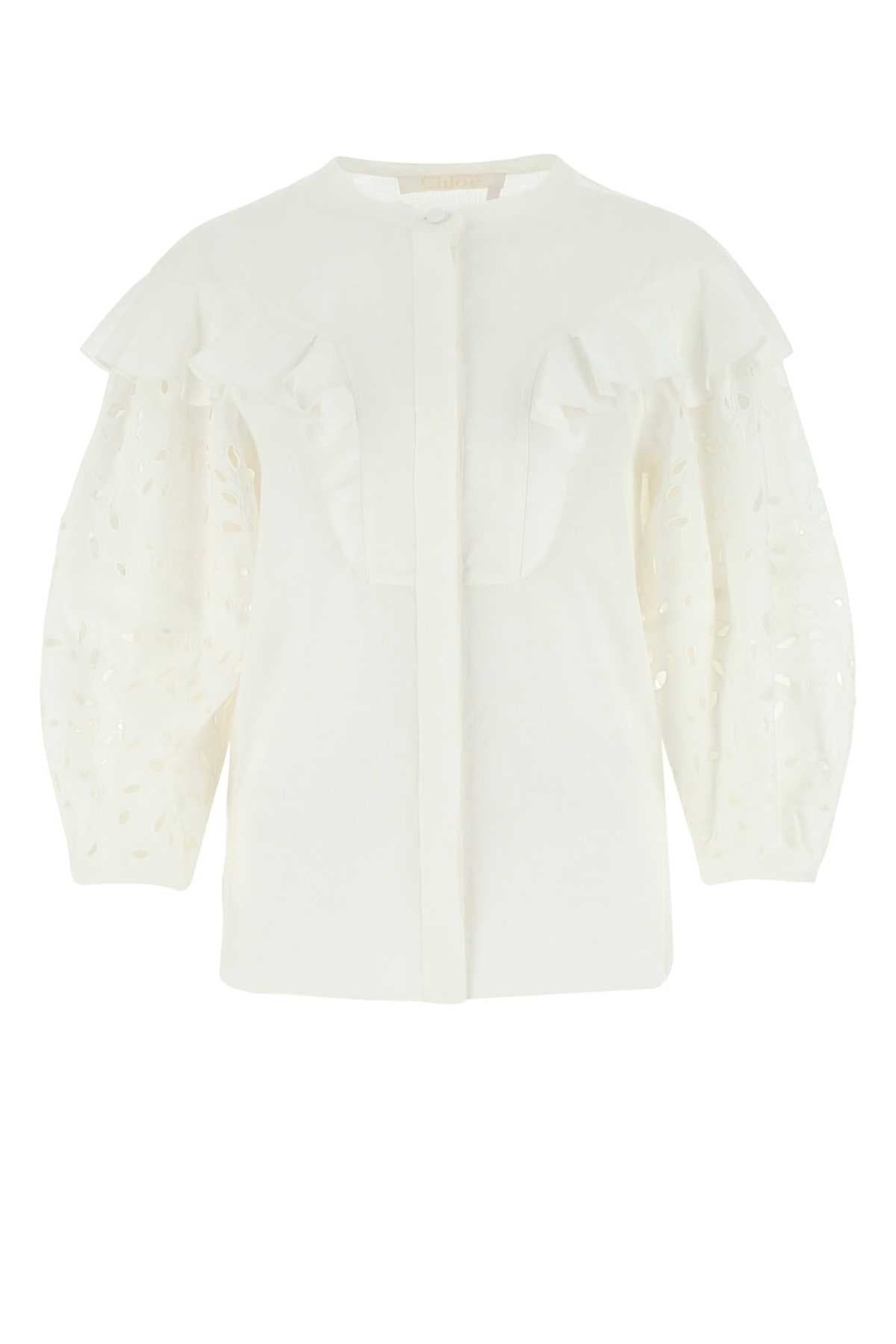 Chloe Women Ivory Linen Blouse - 1