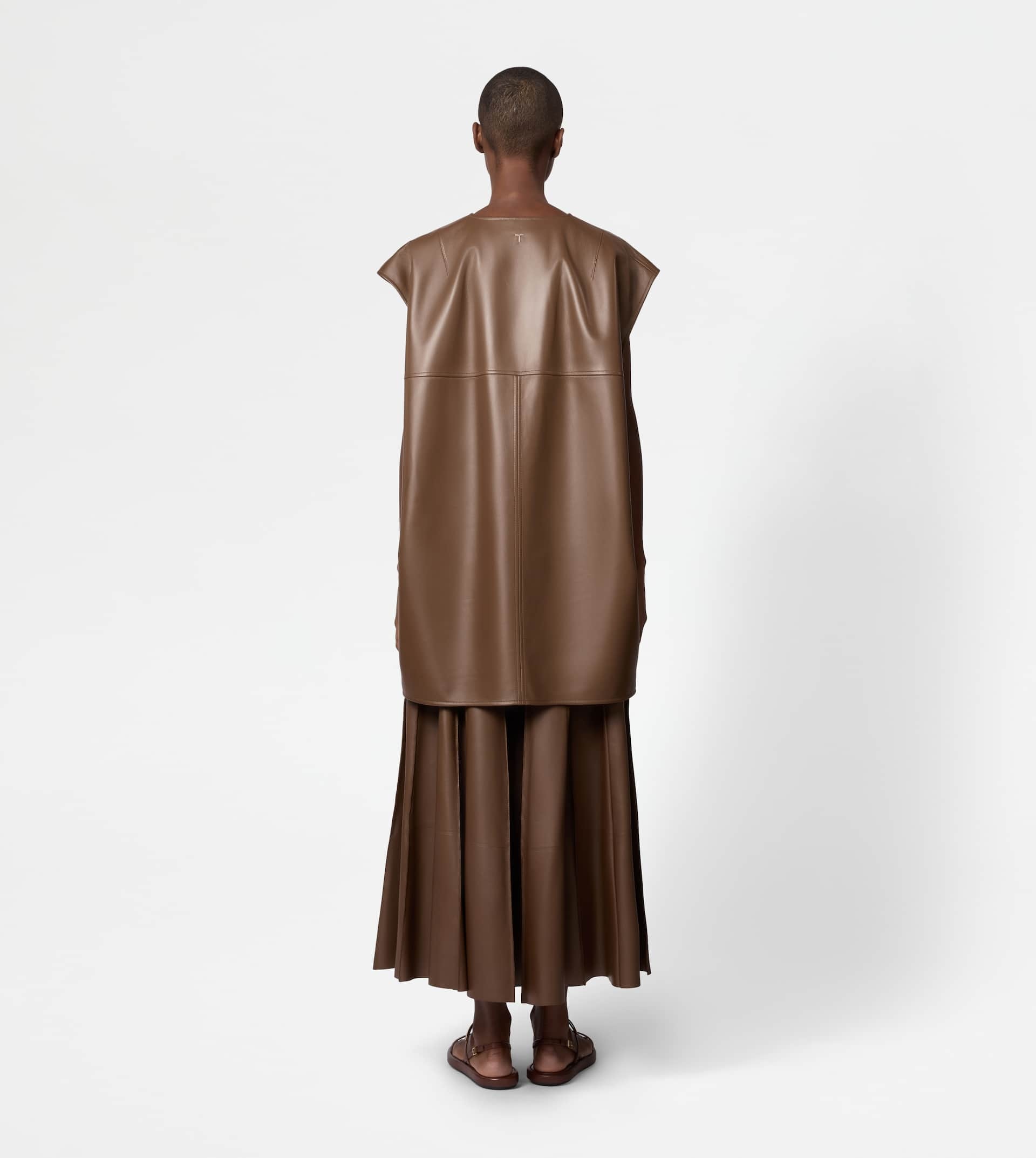 TUNIC IN LEATHER - BROWN - 3