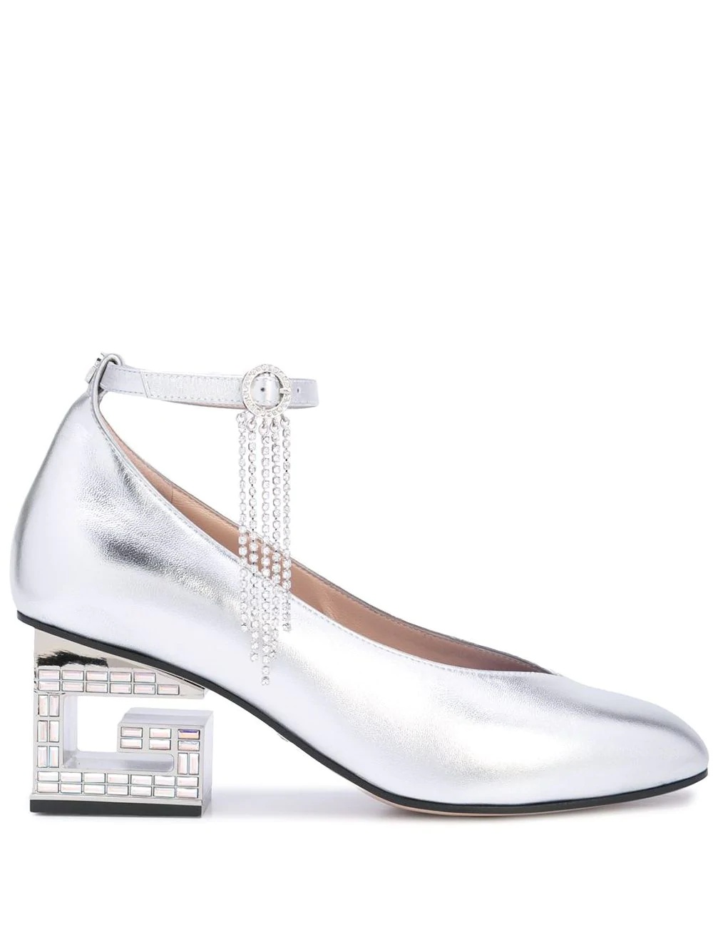 metallic G block heel pumps - 1