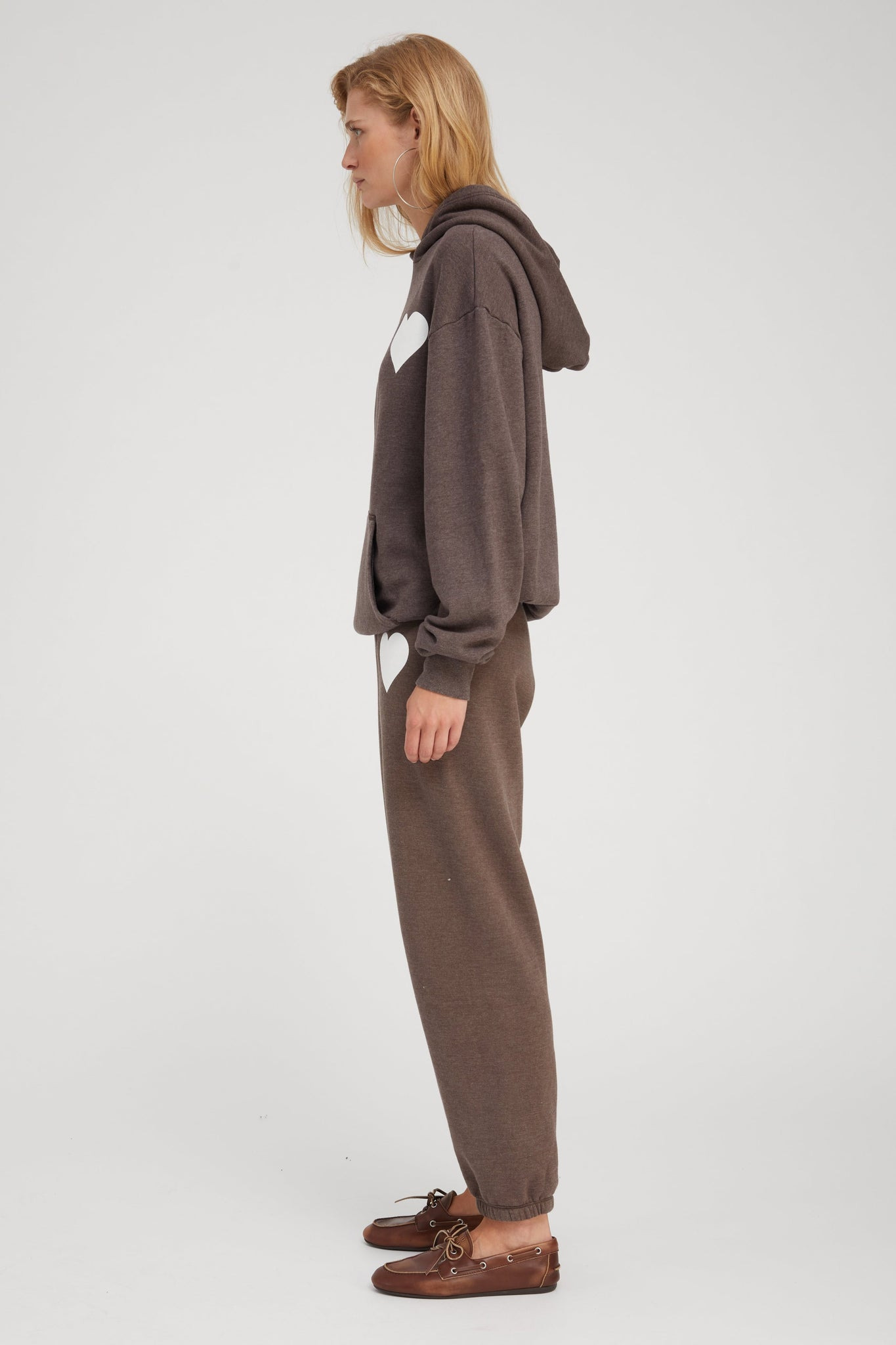 HEATHER BROWN HEART HOODIE - 4