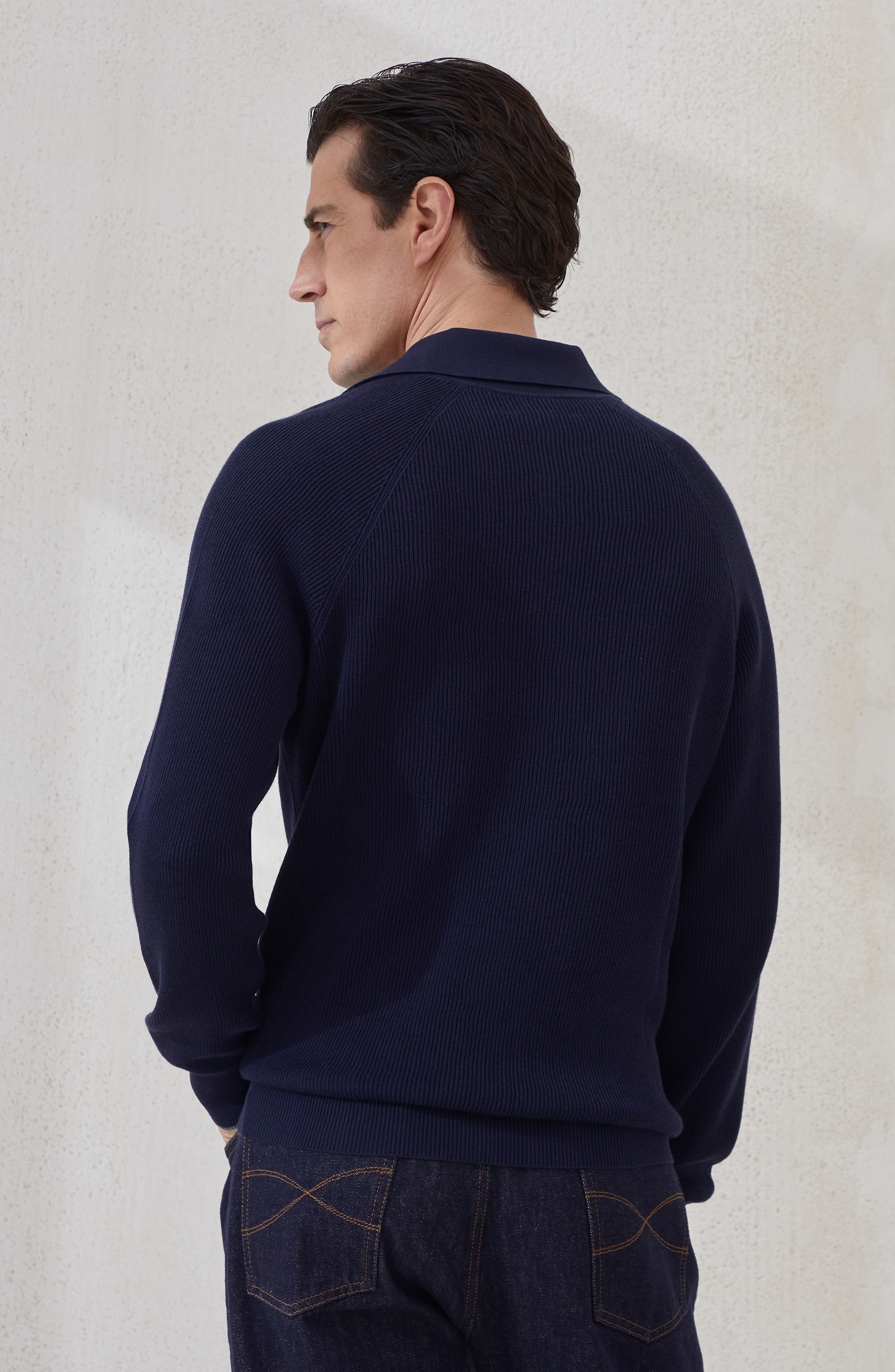 Brunello Cucinelli Polo-style sweater in Navy Blue at Nordstrom - 3