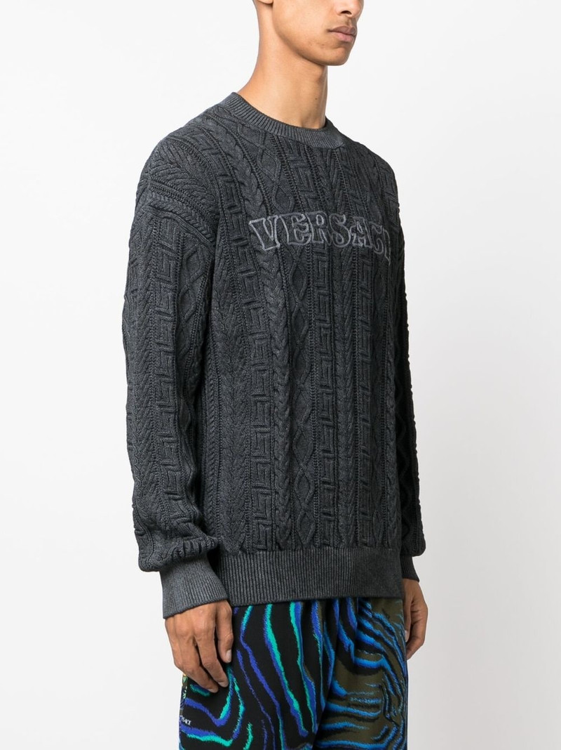 logo-embroidered crew neck jumper 3