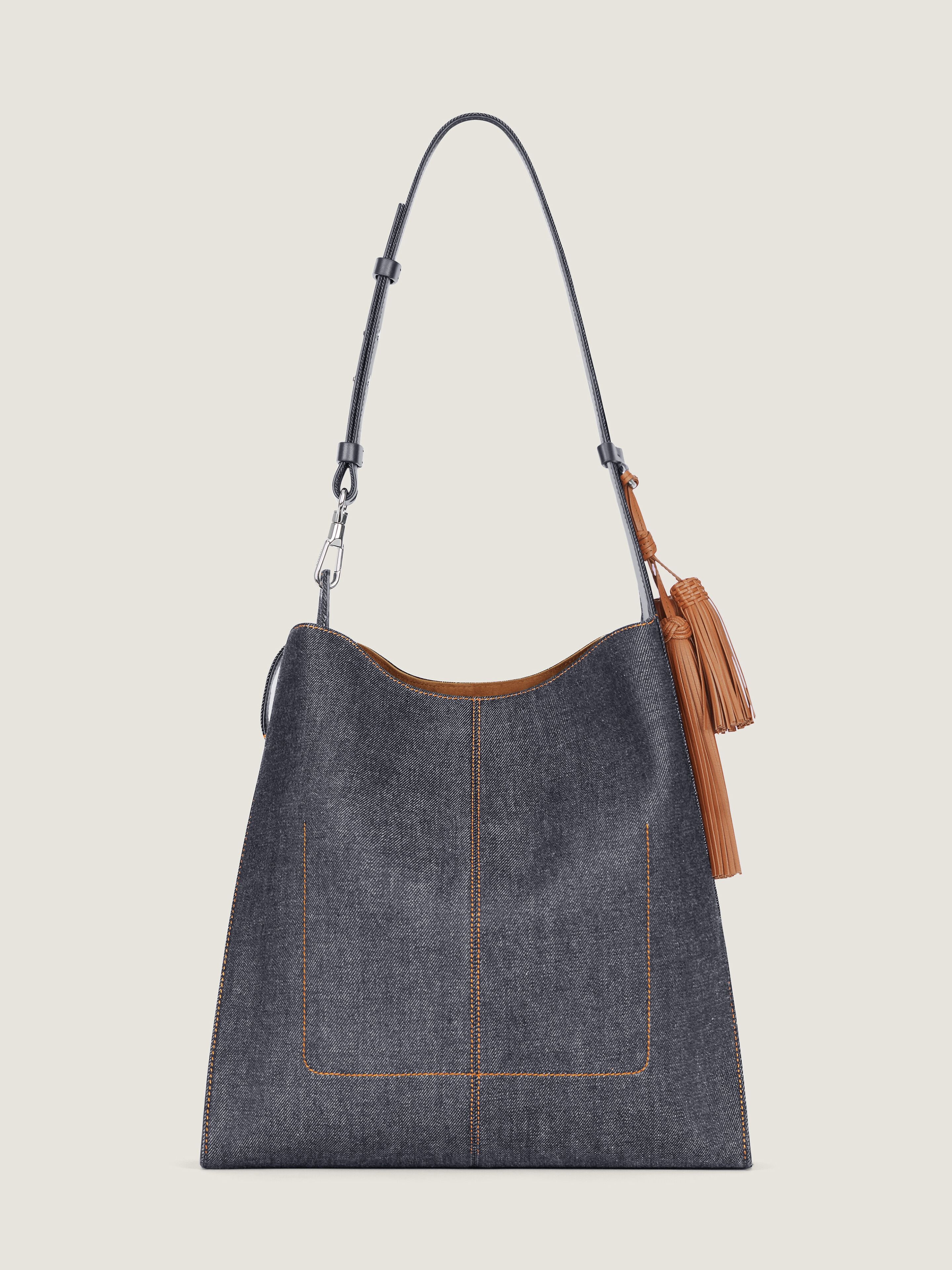 MEDIUM BELTED HOBO BAG IN DENIM - 4