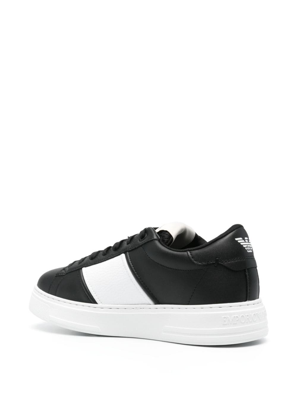 logo-print leather sneakers - 3