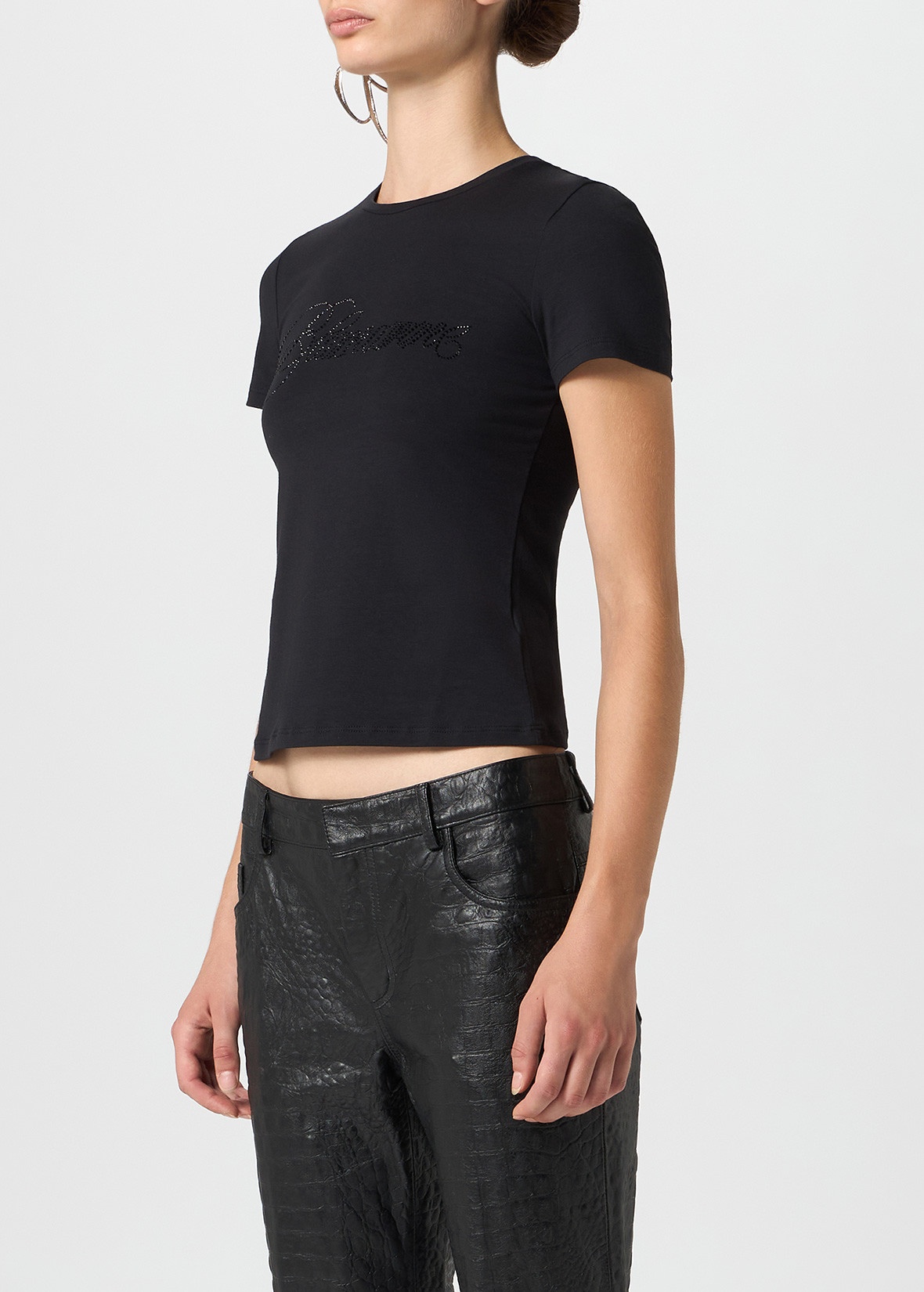 T-SHIRT WITH EMBROIDERY RHINESTONE BLUMARINE DETAILING - 5