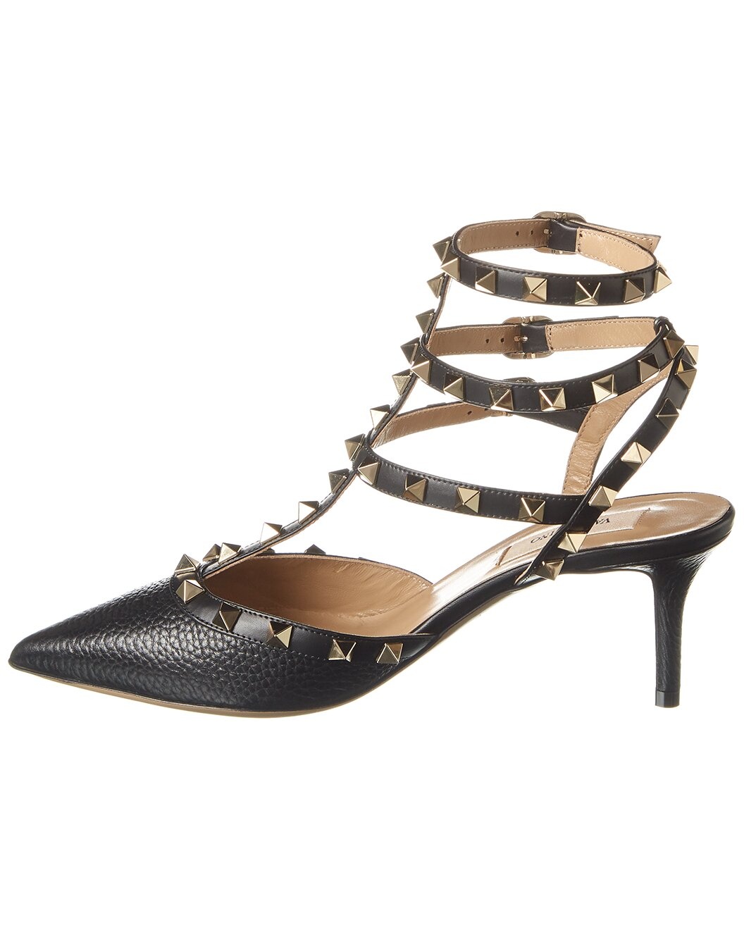 Valentino Rockstud Caged 65 Grainy Leather Ankle Strap Pump - 2