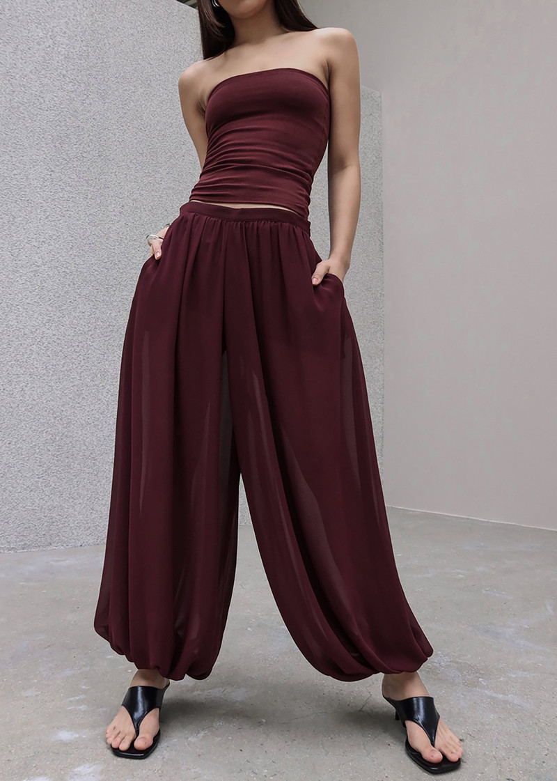 Solrae Tube Top - Burgundy 10