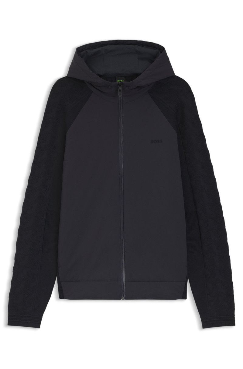 ZIP-UP HOODIE WITH TONAL TEXTURED JACQUARD 1