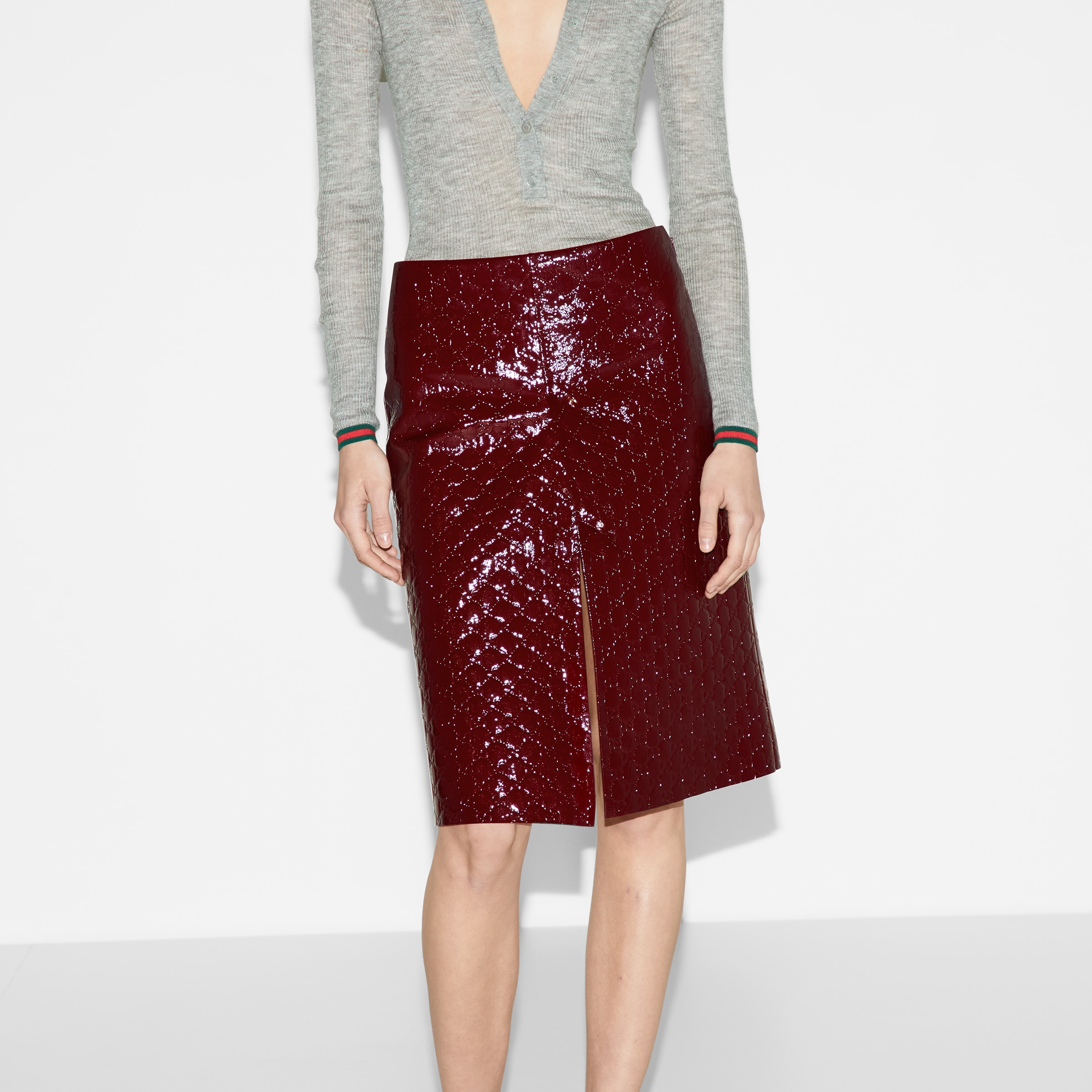 GG embossed mid-length skirt - 3