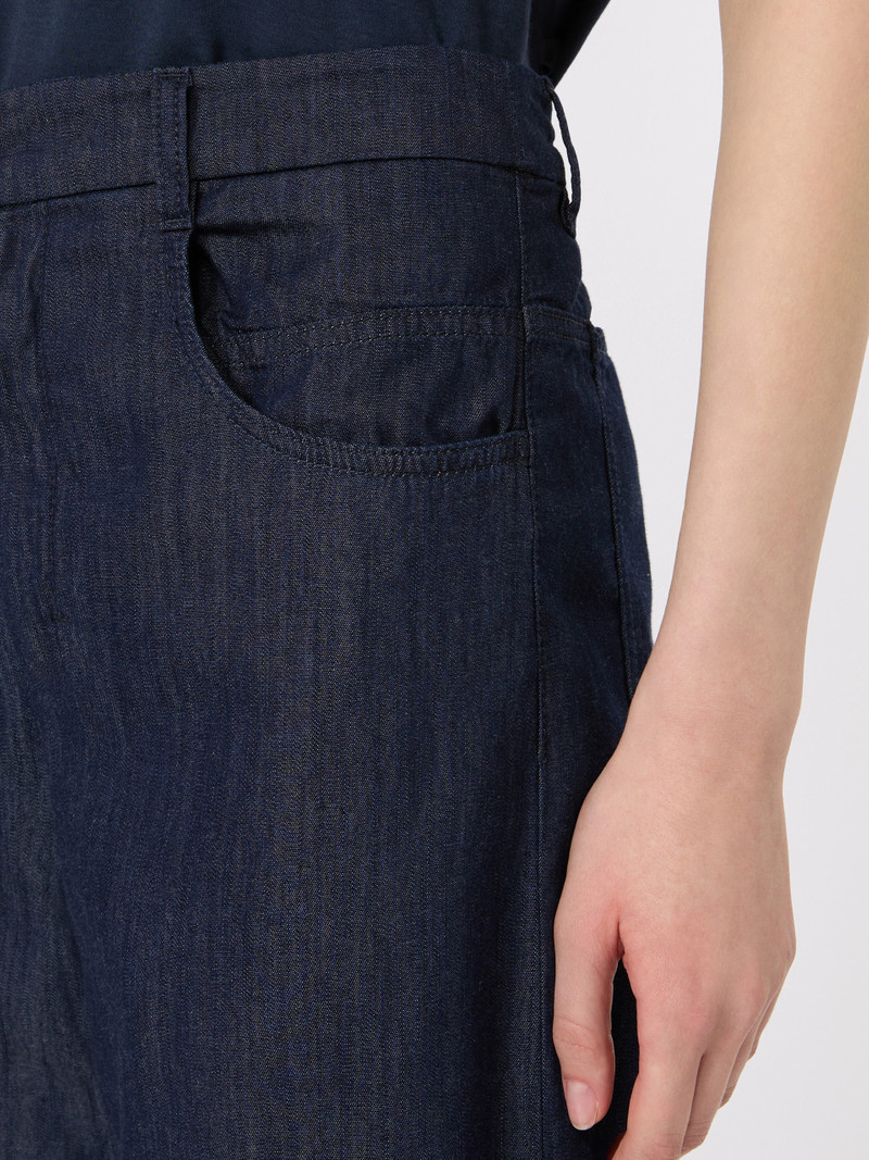 PEPLO Cotton denim barrel-leg trousers - MIDNIGHTBLUE 5