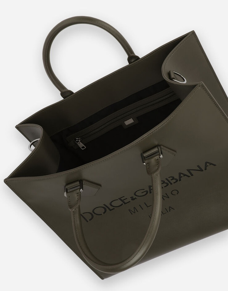 Large calfskin shopper with logo 5