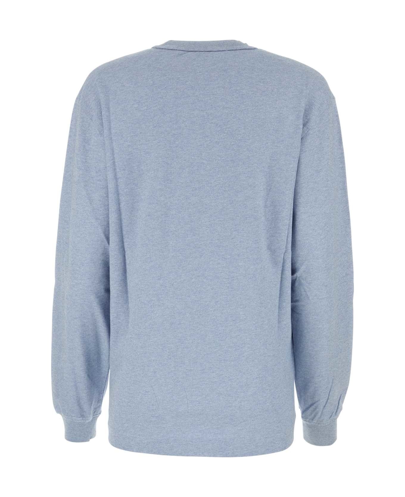 Melange Light-blue Cotton Oversize T-shirt - 2