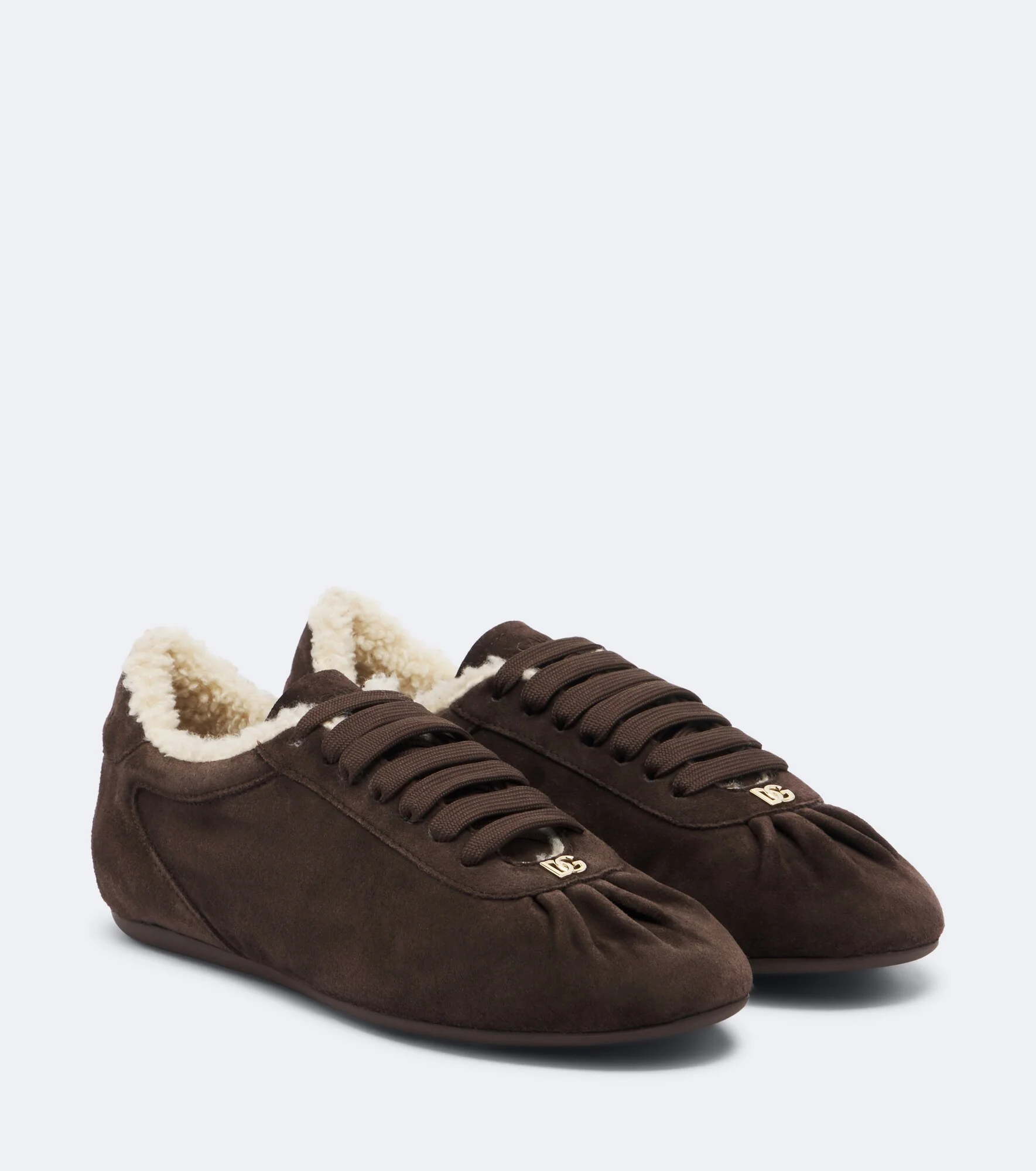 DG teddy-trimmed suede sneakers - 1
