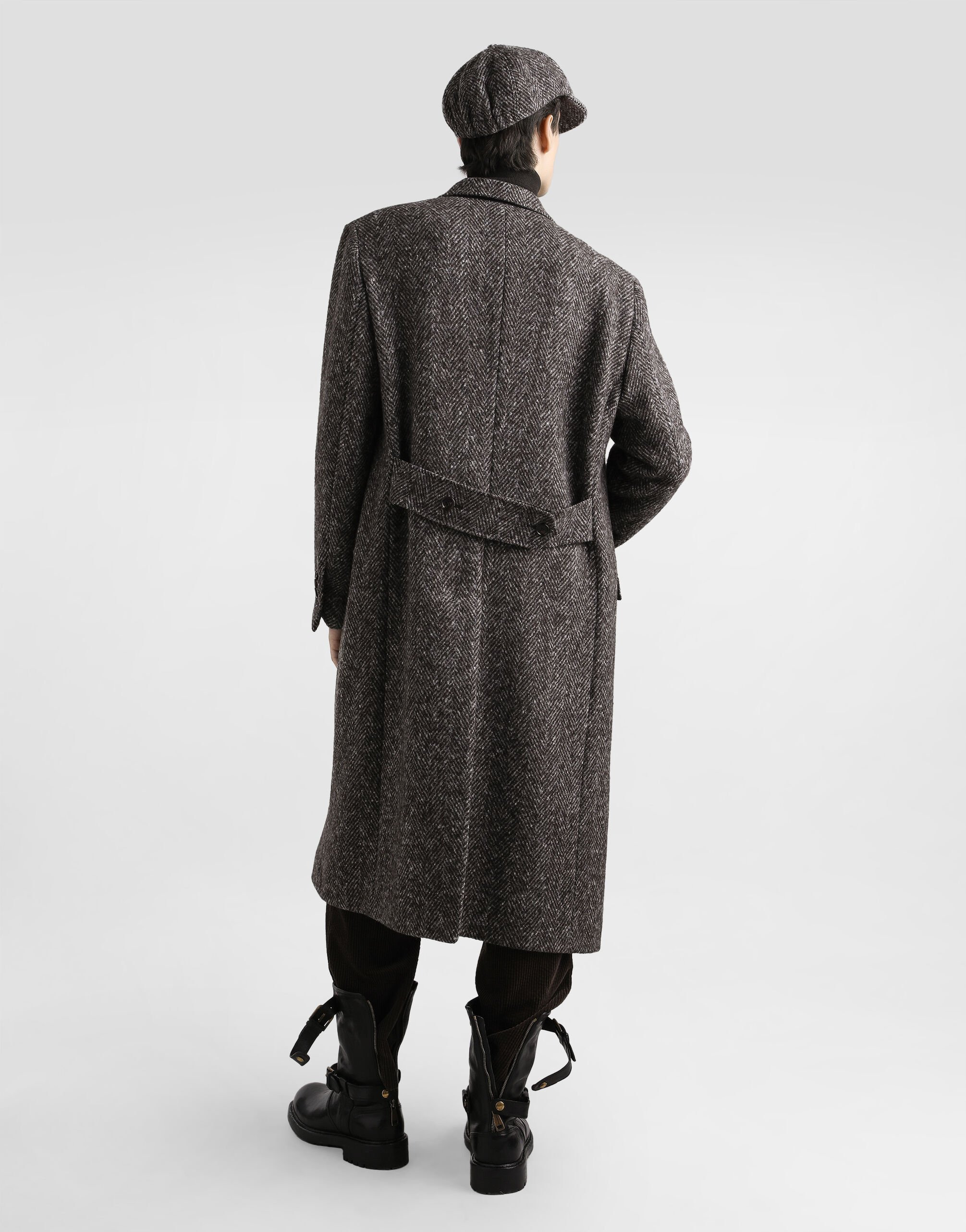 Double-breasted herringbone coat - 3