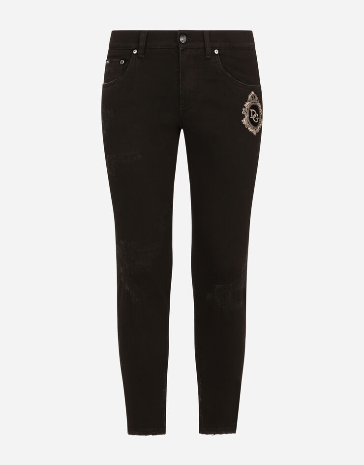 Black repaired skinny jeans with DG patch - 3