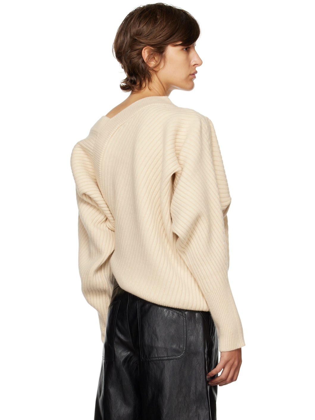 Beige Unbalance Sweater - 3