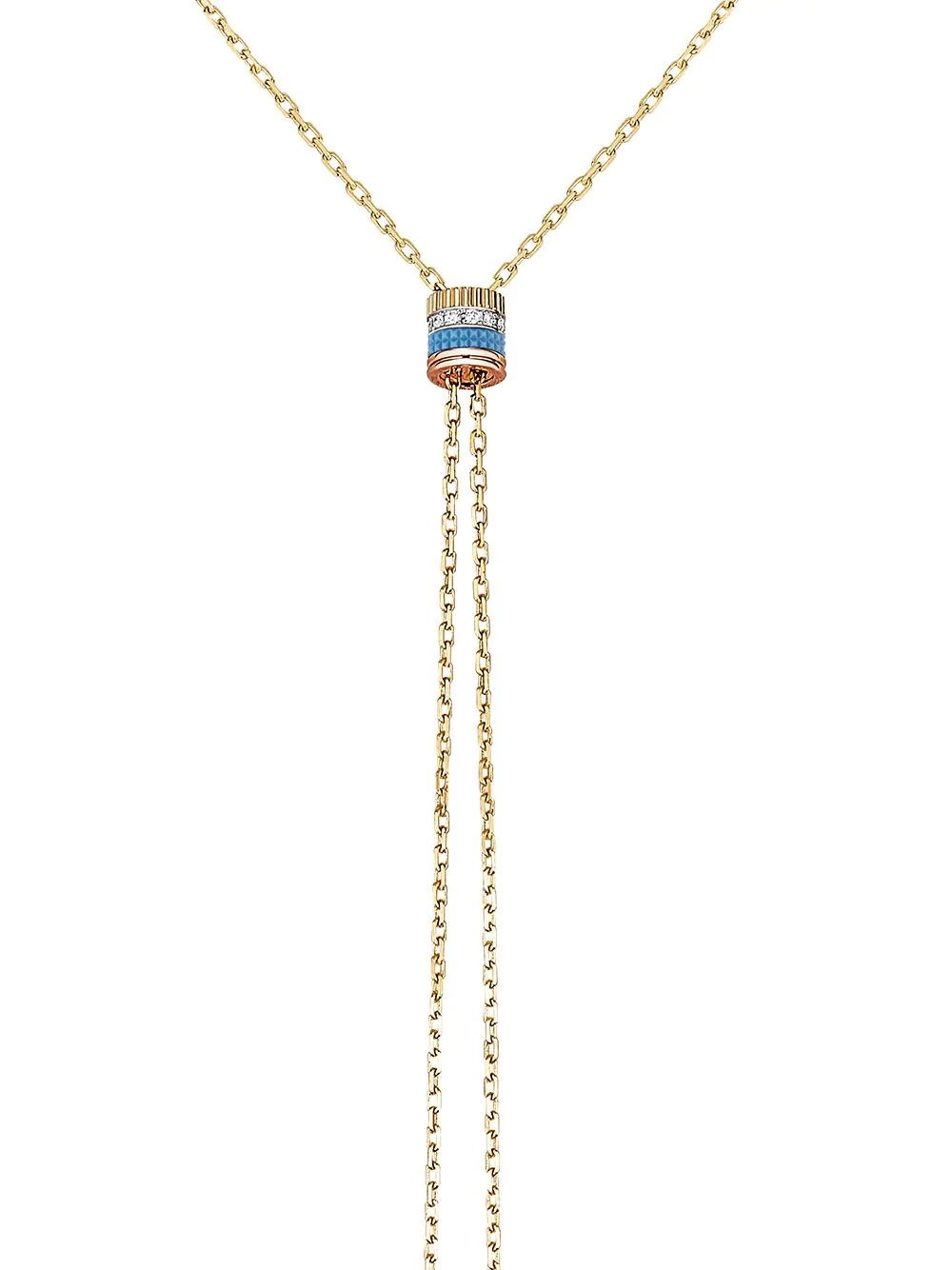 18kt yellow gold Quatre Blue Edition diamond mini tie necklace - 2