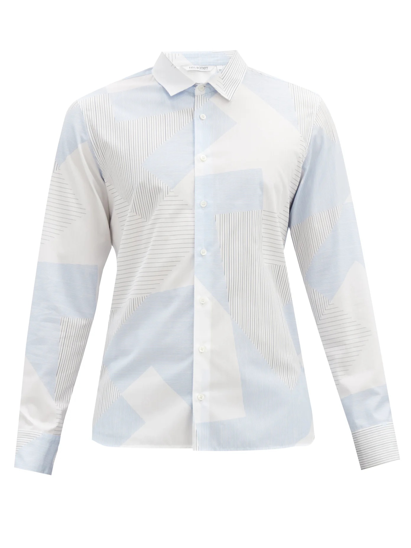 Geometric stripe-print cotton-poplin shirt - 1