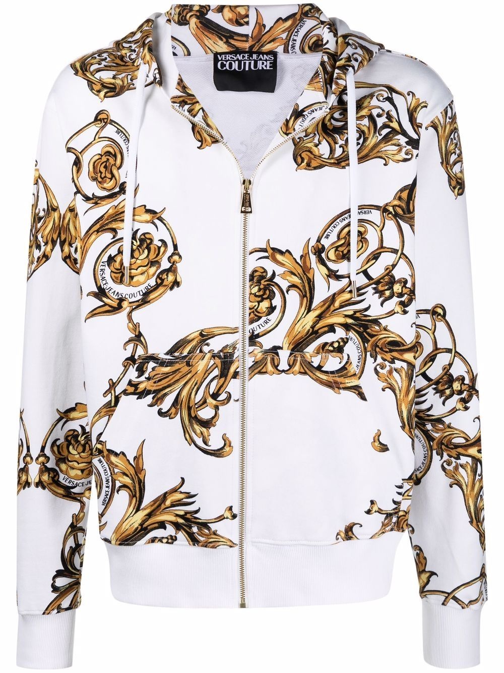 baroque-print zip-up hoodie - 1