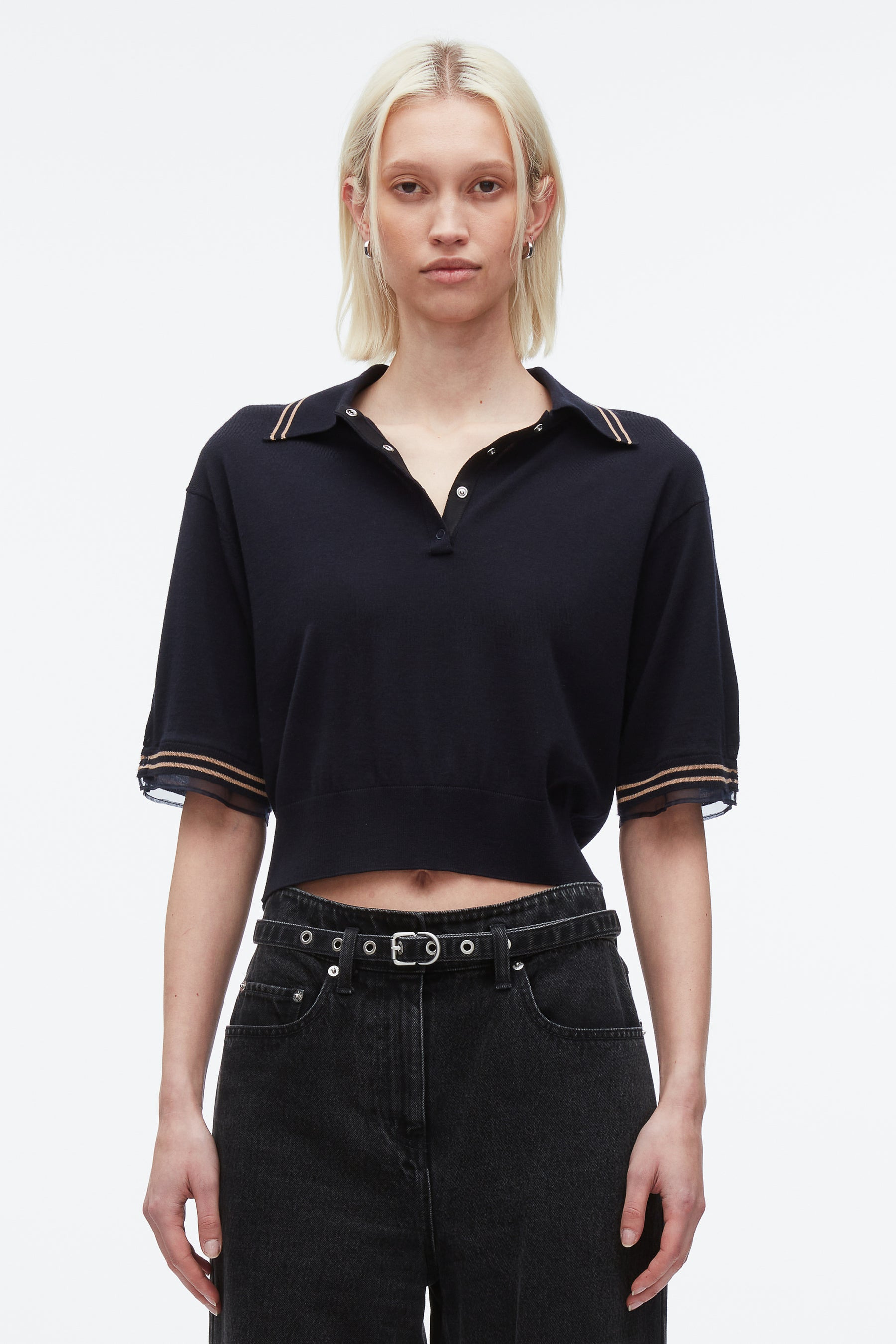 Cropped Polo with Organza - 3