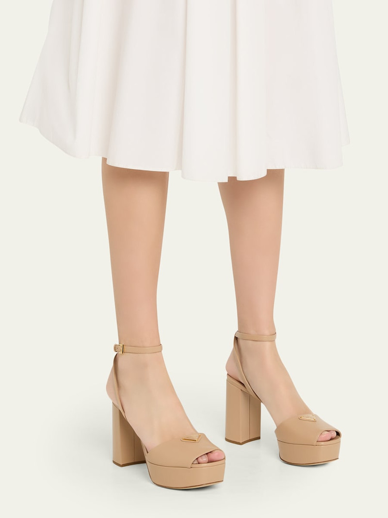 Prada Nappa Triangle Peep-Toe Platform Sandals outlook