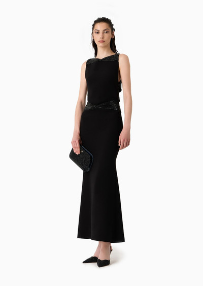 GIORGIO ARMANI Long dress in silk cady with rhinestone details outlook