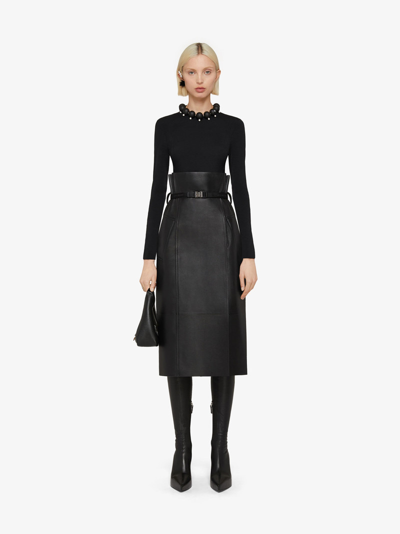 Givenchy WRAP SKIRT IN LEATHER WITH 4G BELT outlook