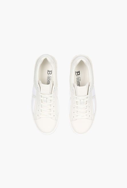 White calfskin and neoprene B-Court sneakers - 4