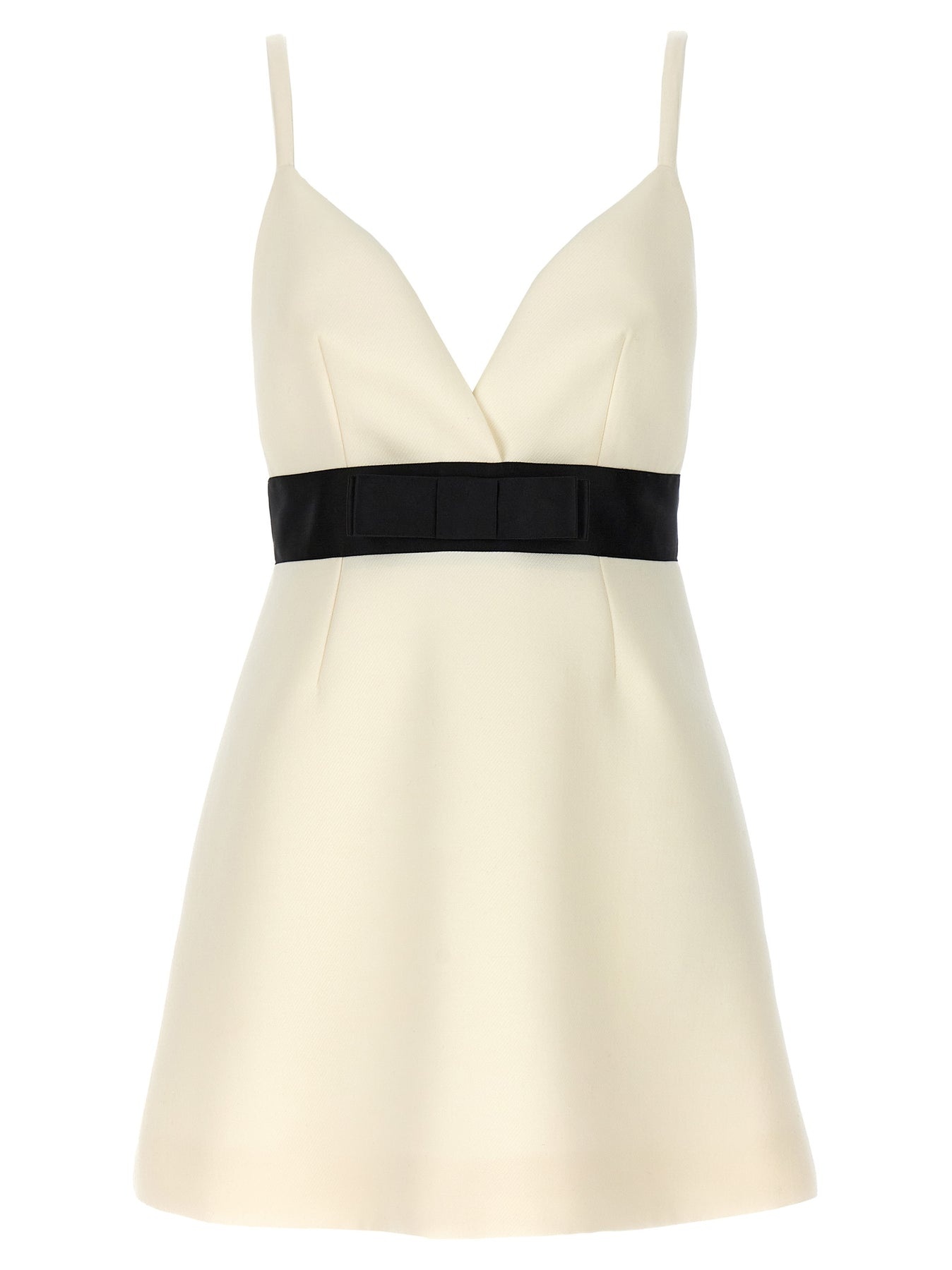 Wool And Satin Canvas Dress Dresses White/Black - 1