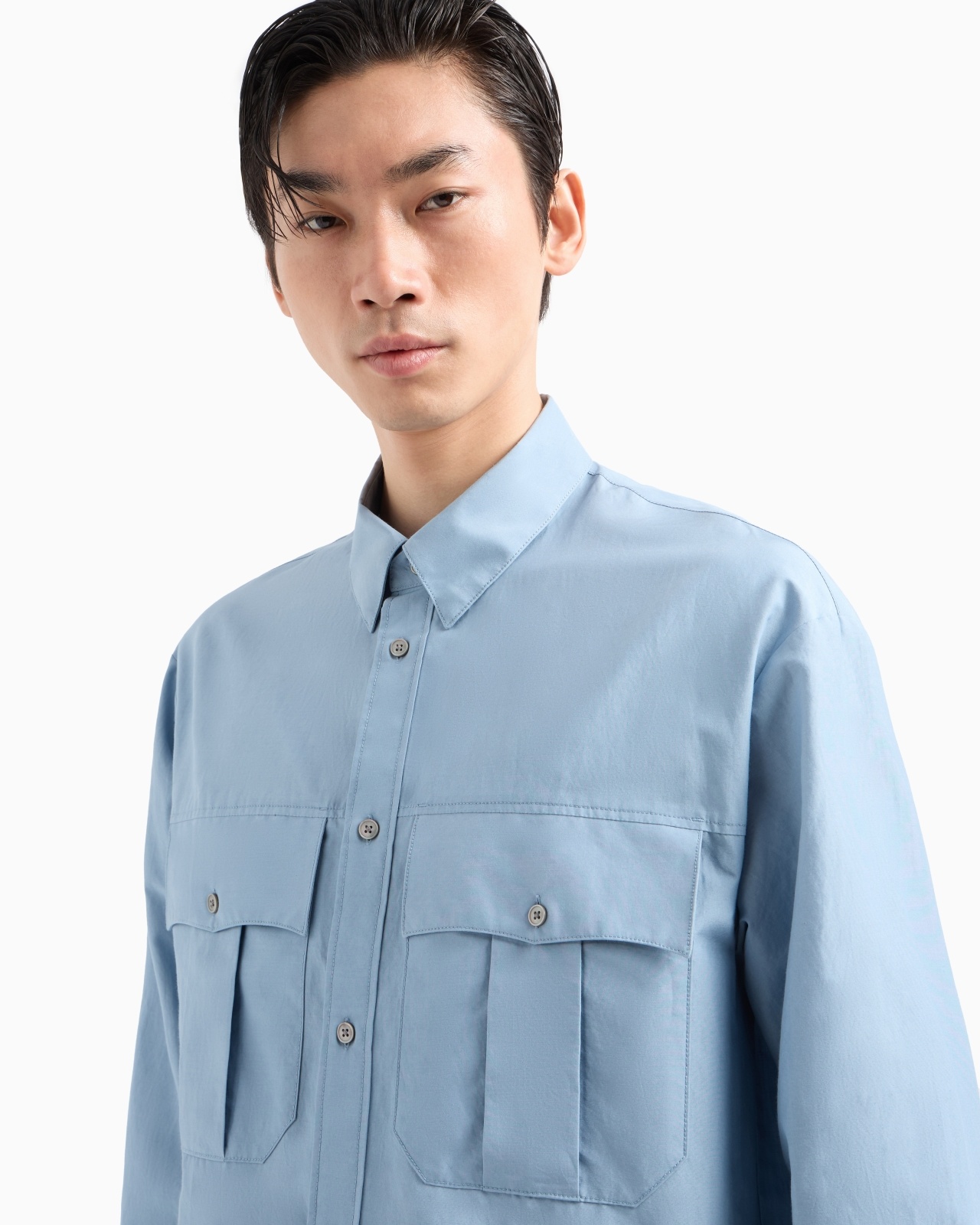 BOXY SILK-BLEND SHIRT WITH POCKETS - 5