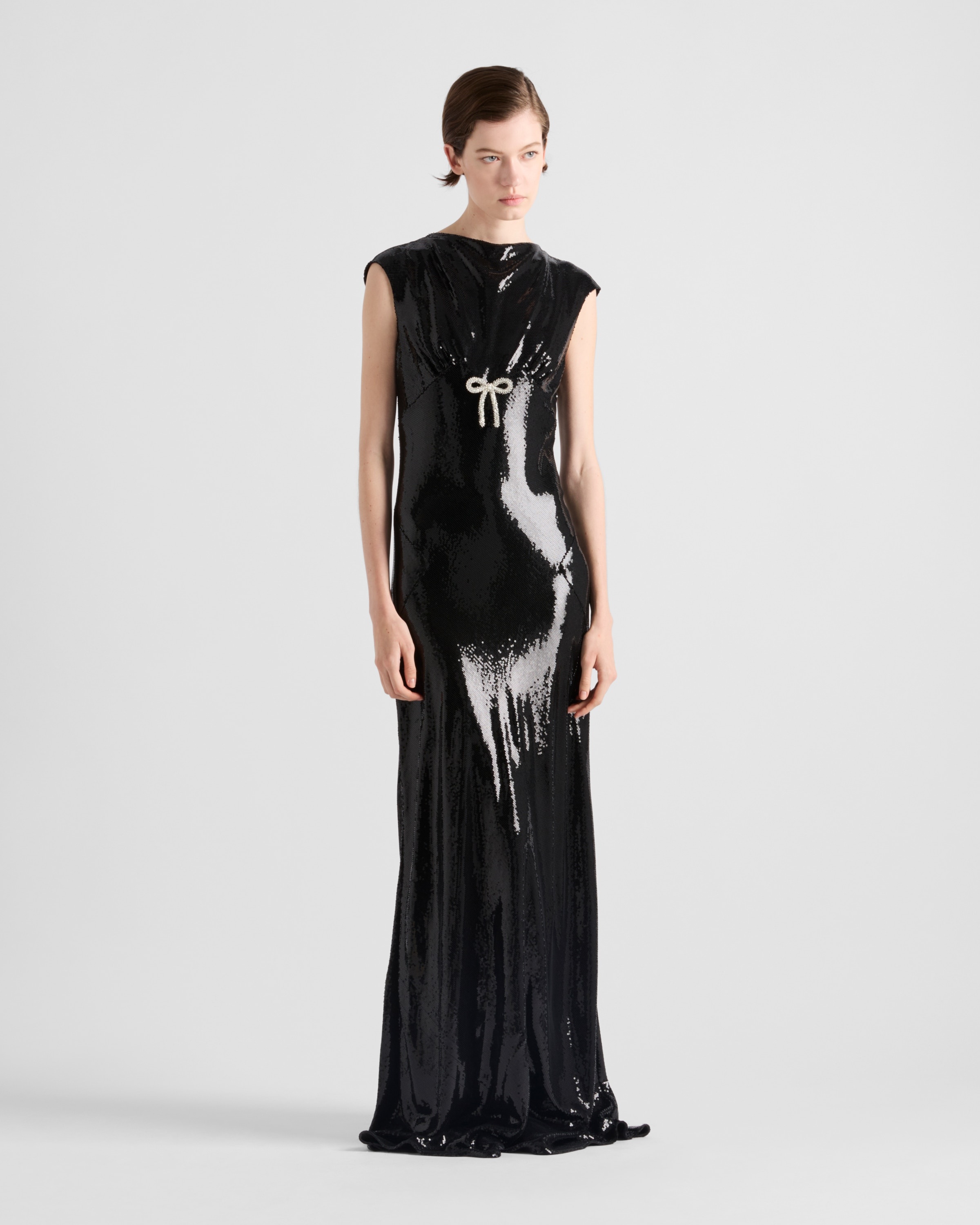 Sequined satin jersey long dress - 2