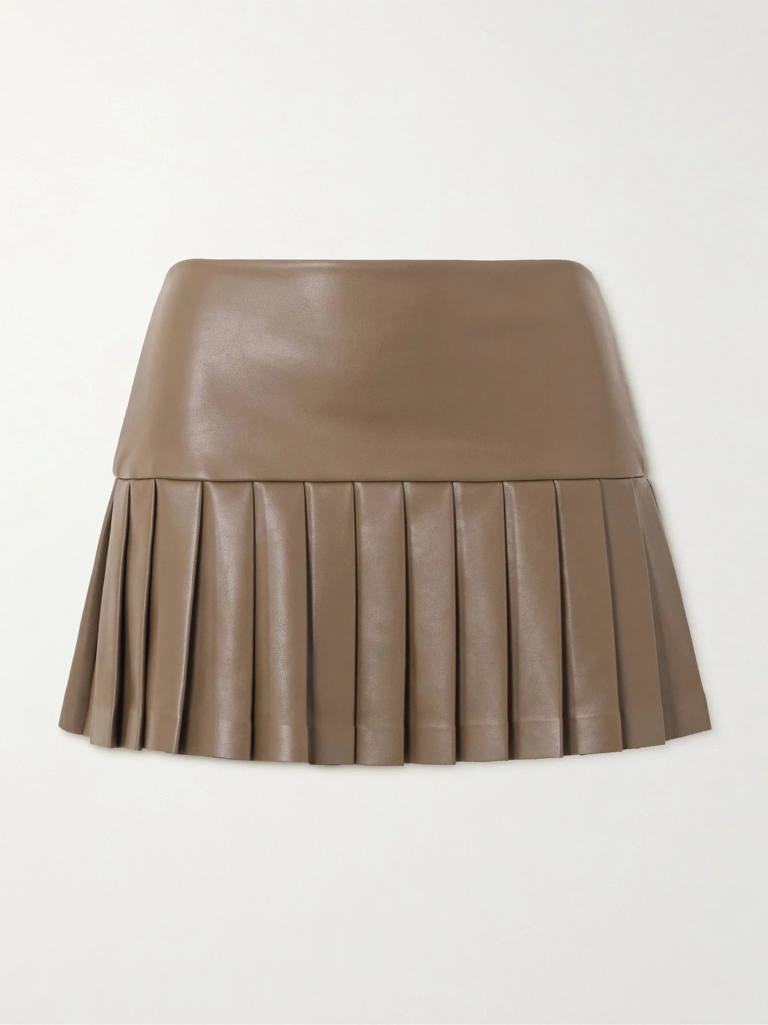 Pleated vegan fabric mini skirt Brown - 1