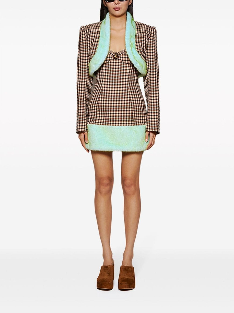 AREA check-print bandeau minidress outlook